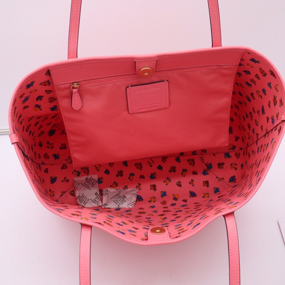 Coach City Tote Signature Canvas Pink Floral Interior Shoulder Bag - Picture 8 of 9